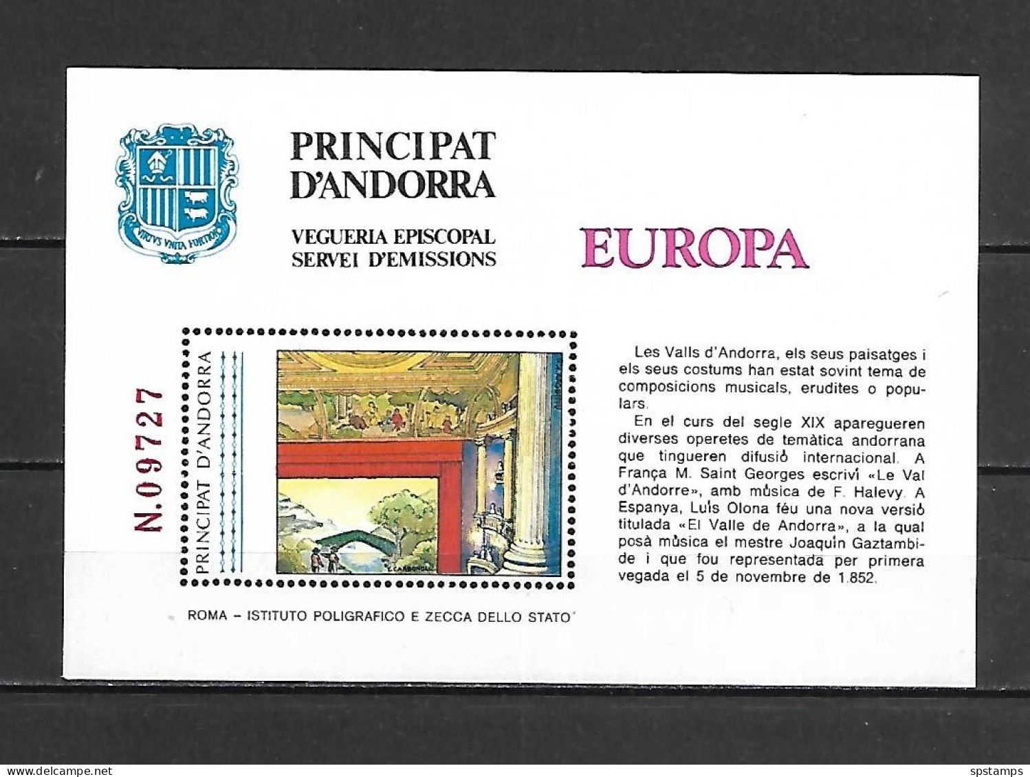 Andorra Episcopal Viguerie 1985 Europa MS MNH - 1985