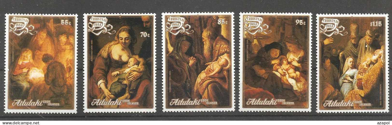 Aitutaki: Full Set Of 5 Mint Stamps, Christmas - Painting By Rubens, 1987, Mi#642-6, MNH. - Aitutaki