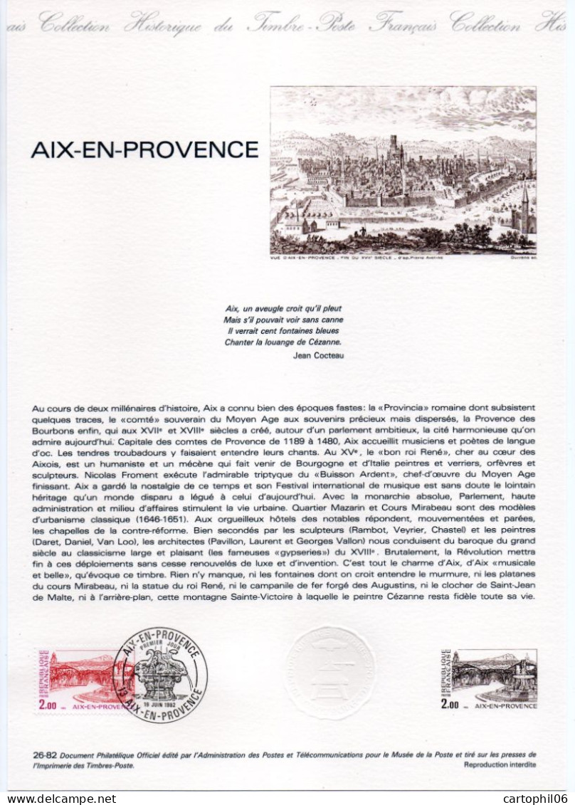 - Document Premier Jour AIX-EN-PROVENCE 19.6.1982 - - Documents De La Poste