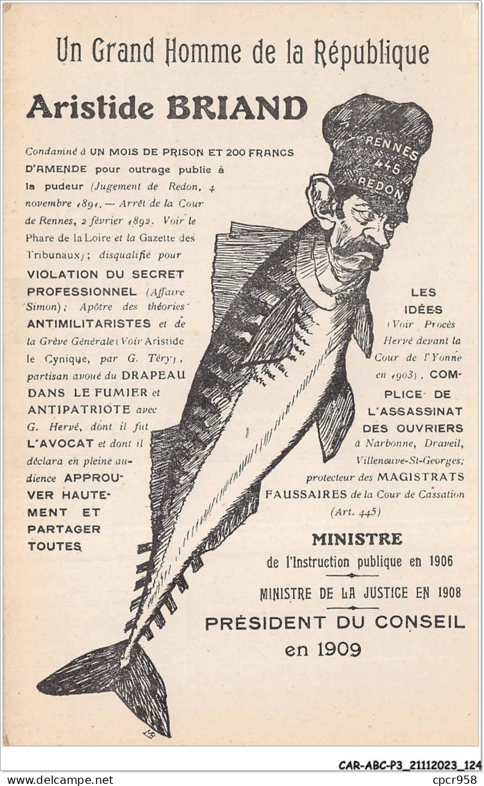 CAR-ABCP3-0246 - POLITIQUE - UN GRAND HOMME DE LA REPUBLIQUE - ARISTIDE BRIAND - Partis Politiques & élections