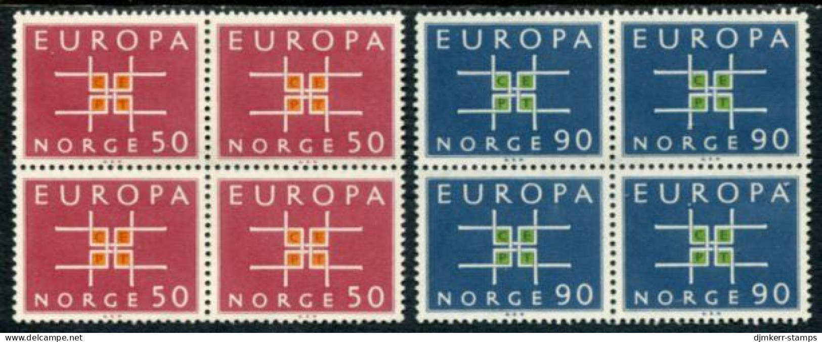 NORWAY 1963 Europa Blocks Of 4 MNH / **.  Michel 498-99 - Unused Stamps