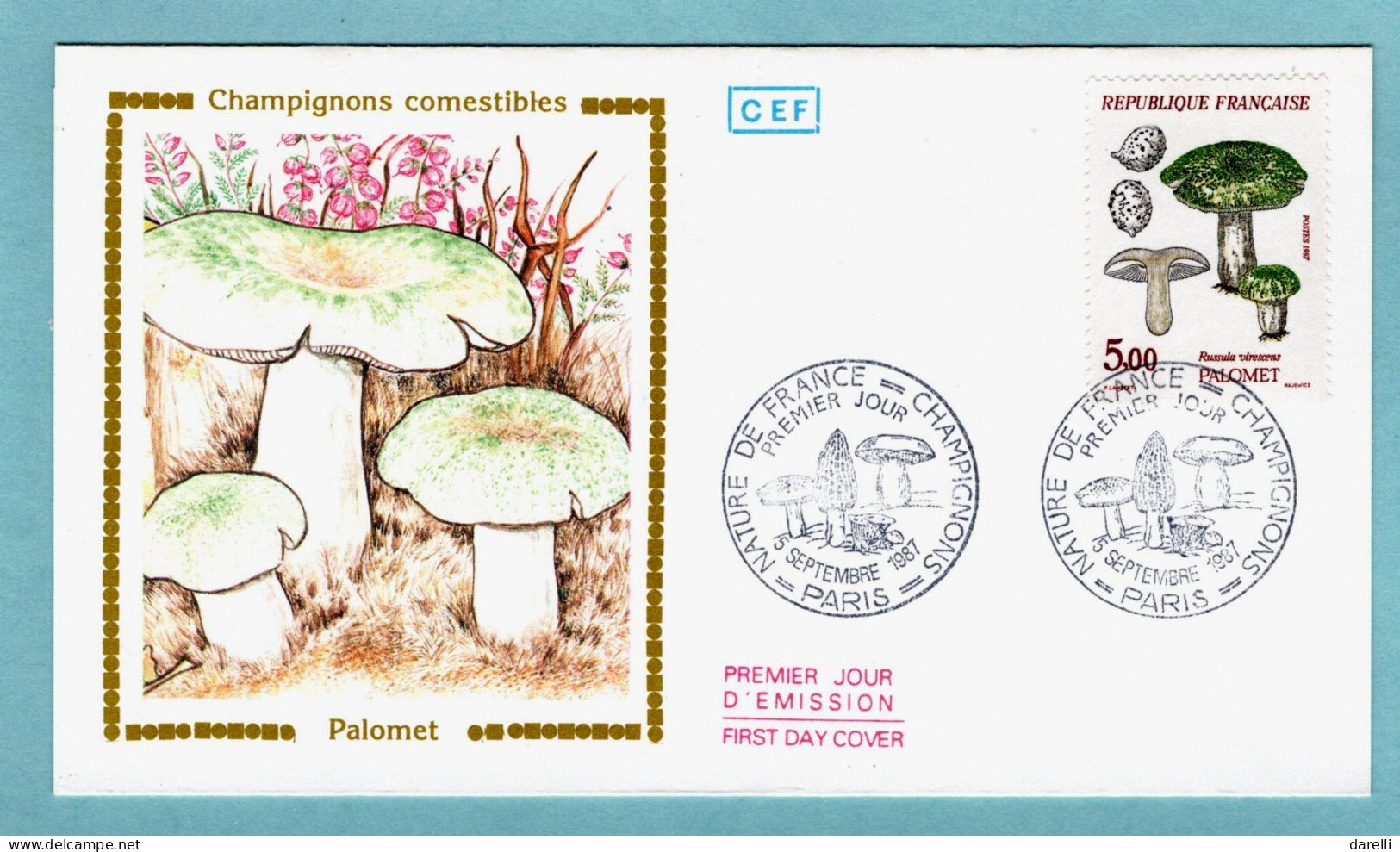 FDC France 1987 - Nature De France - Champignons - Palomet (Russula Virescens) YT 2491 - Paris - 1980-1989