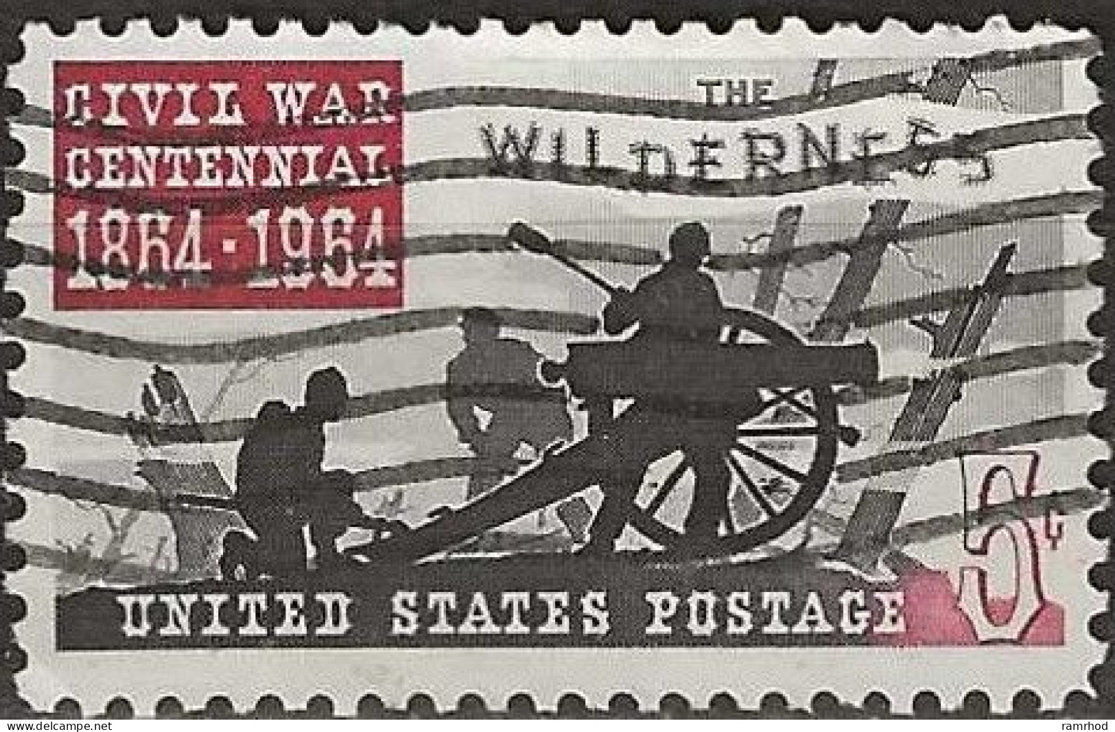 USA 1964 Civil War Centennial. Battles - 5c Artillery Crew (Wilderness) FU - Usados