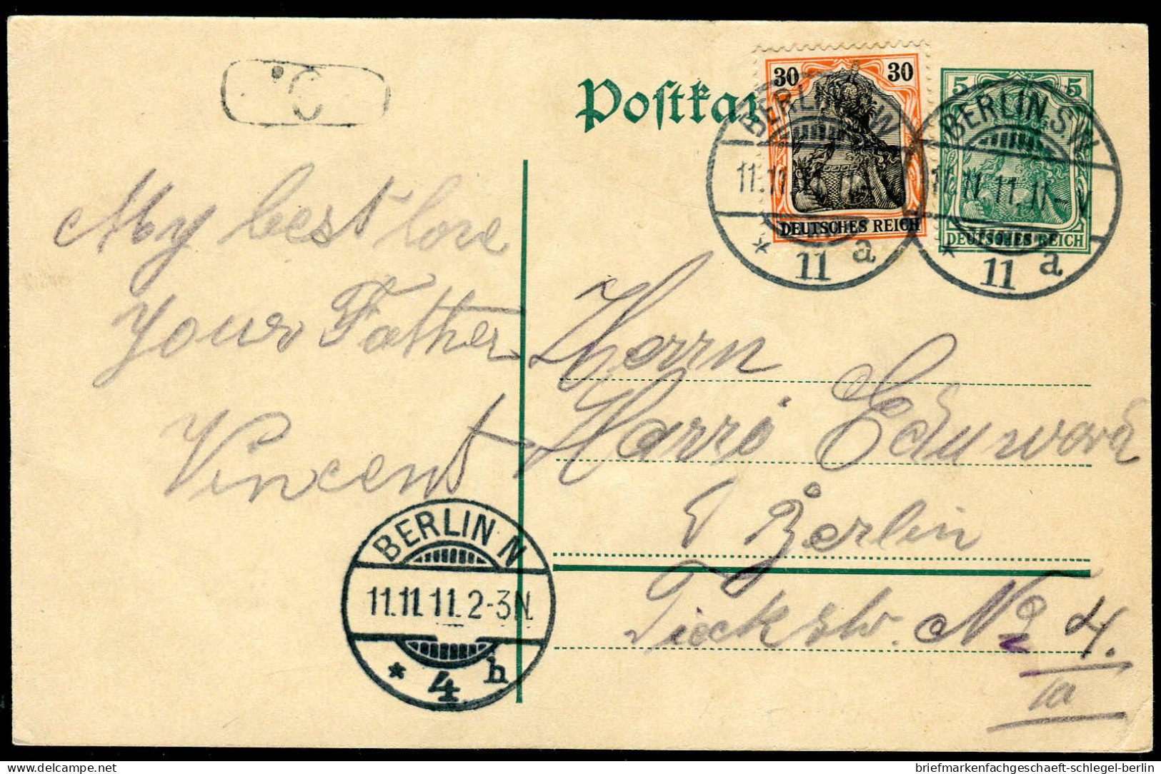 Berliner Postgeschichte, 1911, P 90 + 89, Brief - Storia Postale