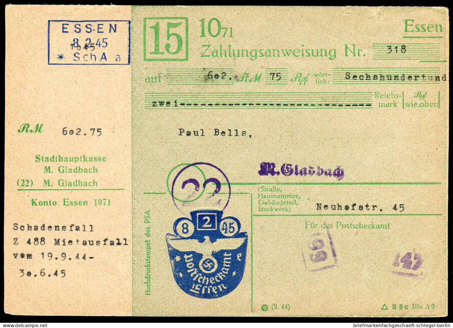 Deutsches Reich, 1945, PS, Brief - Sonstige & Ohne Zuordnung