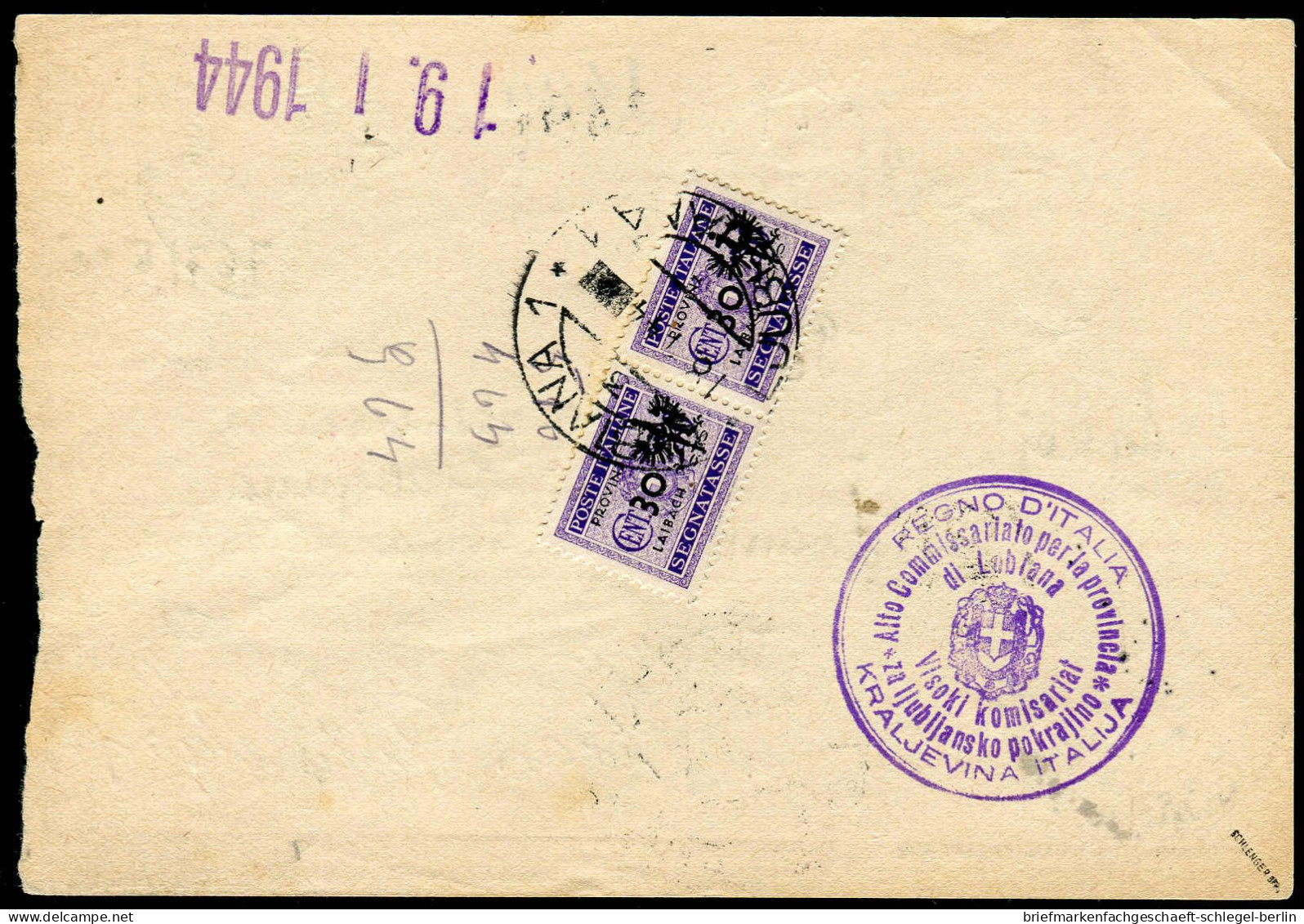 Deutsche Besetz.II.WK Laibach, 1944, 5(2), Brief - Occupazione 1938 – 45