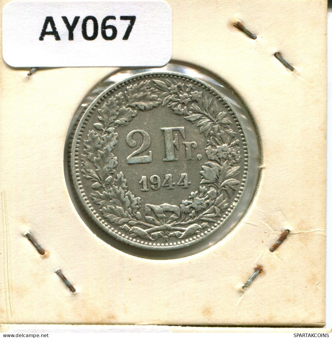 2 FRANCS 1944 B SUISSE SWITZERLAND Pièce ARGENT #AY067.3.F.A - Other & Unclassified