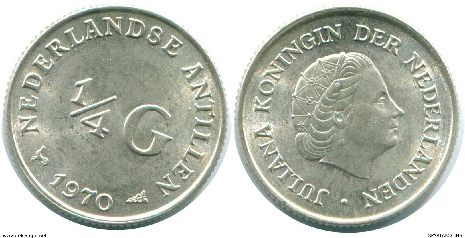 1/4 GULDEN 1970 NIEDERLÄNDISCHE ANTILLEN SILBER Koloniale Münze #NL11624.4.D.A - Antille Olandesi