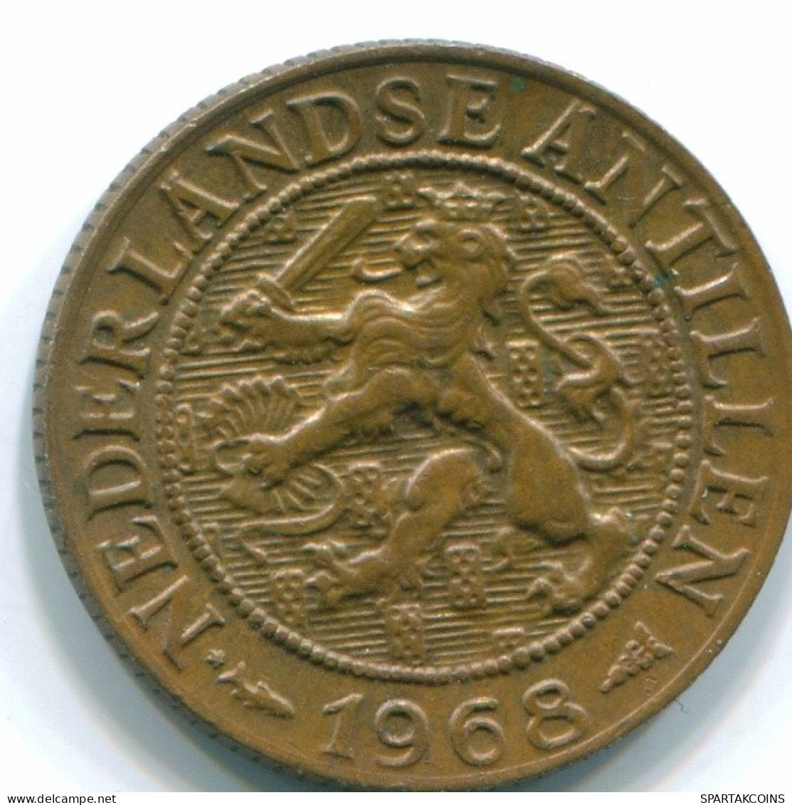 1 CENT 1968 ANTILLES NÉERLANDAISES Bronze Fish Colonial Pièce #S10823.F.A - Antille Olandesi