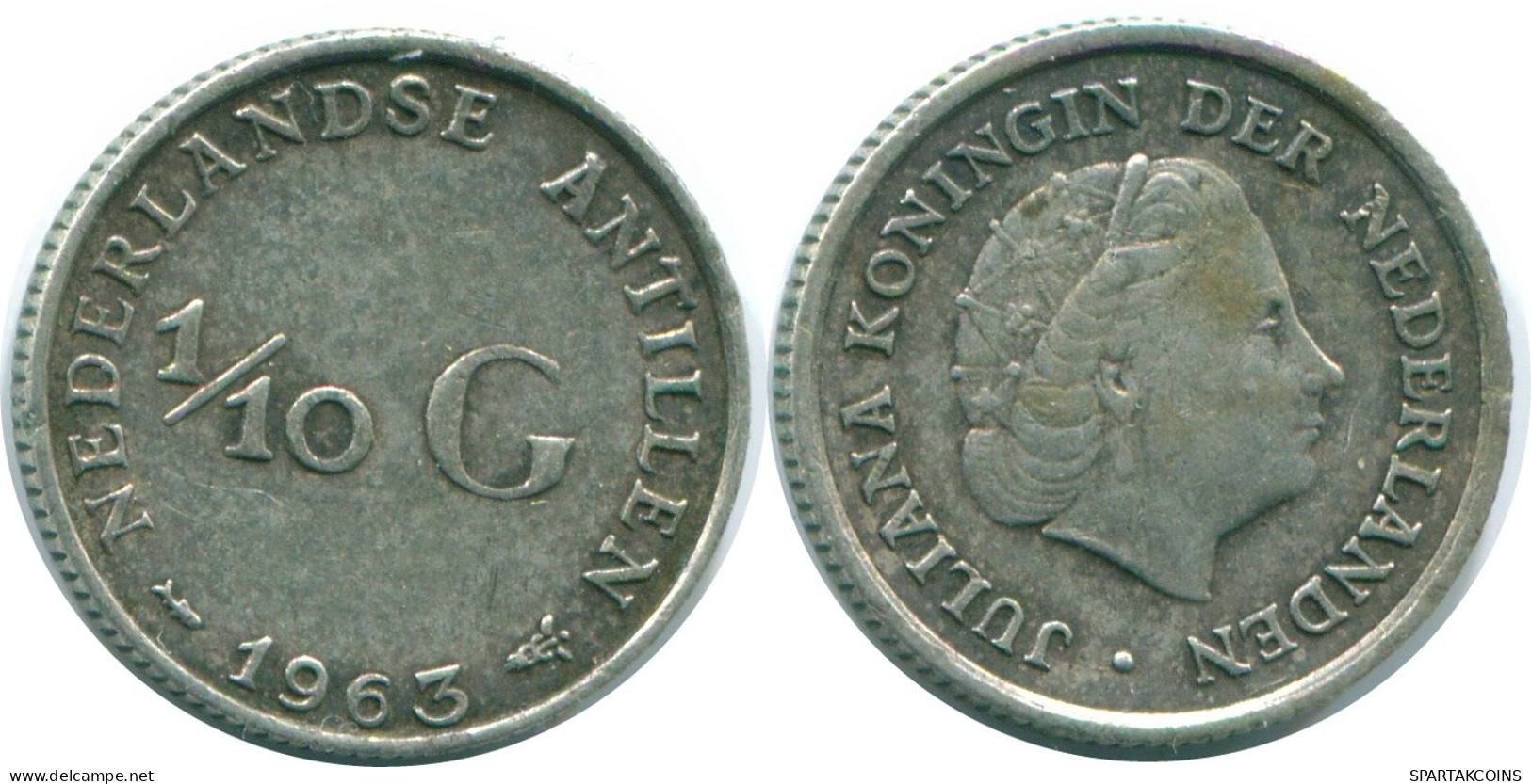 1/10 GULDEN 1963 NIEDERLÄNDISCHE ANTILLEN SILBER Koloniale Münze #NL12586.3.D.A - Netherlands Antilles