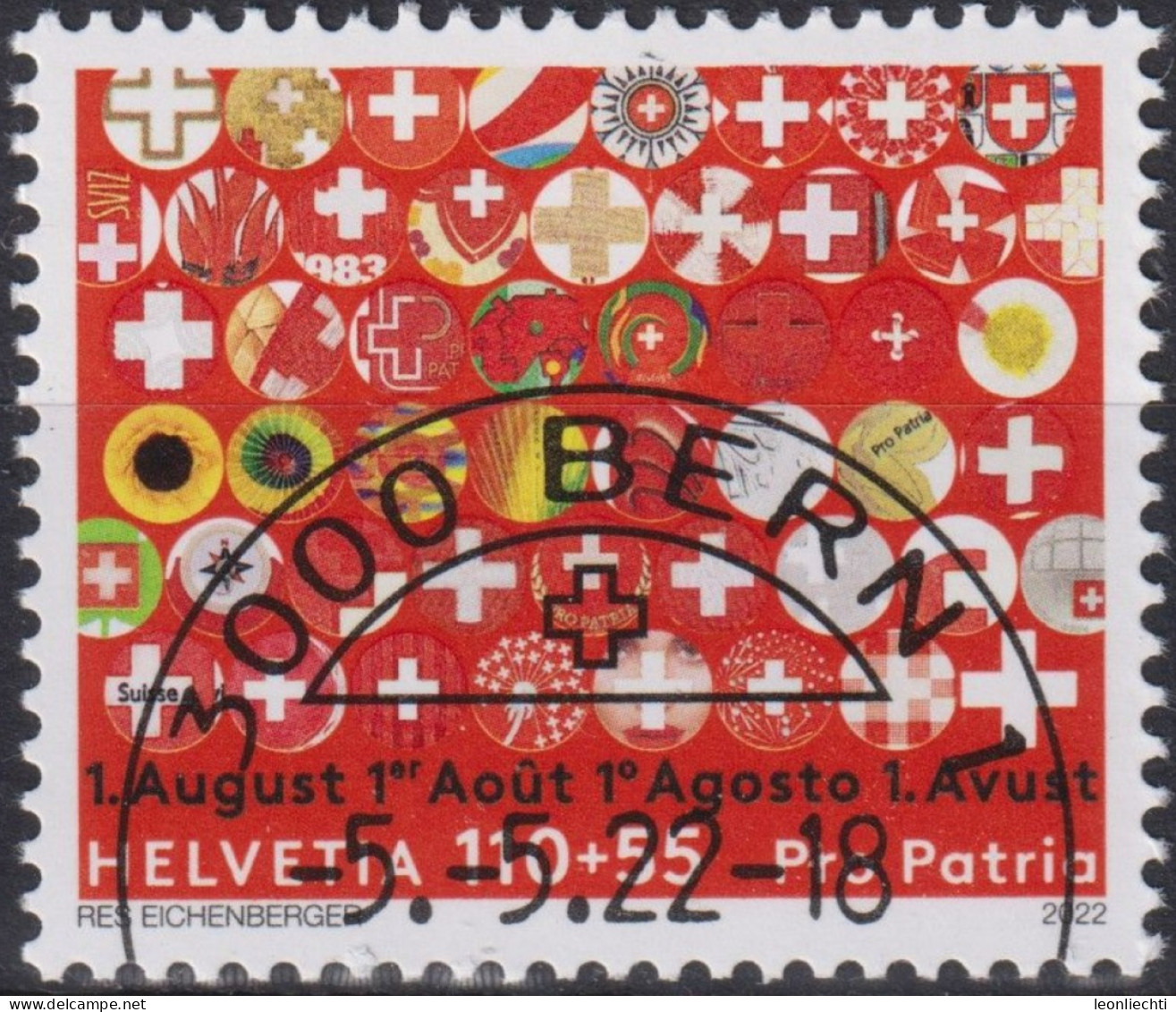 2022 Schweiz Pro Patria, 1. August Abzeichen 1973-2022 ⵙ Zum:CH B346, Mi:CH 2793, Yt:CH 2729 - Usados