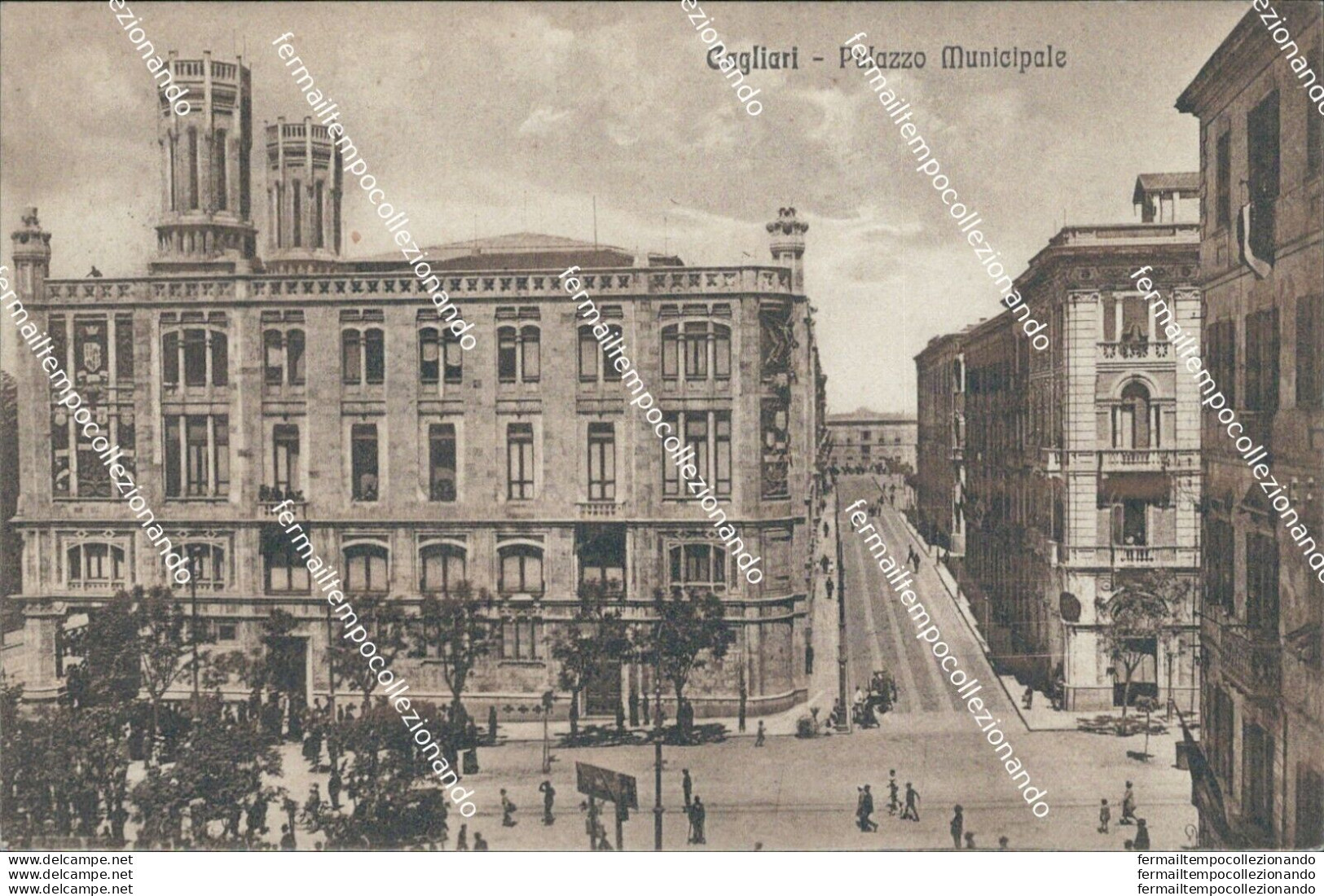 Be445 Cartolina Cagliari Citta' Palazzo Municipale 1928 - Cagliari