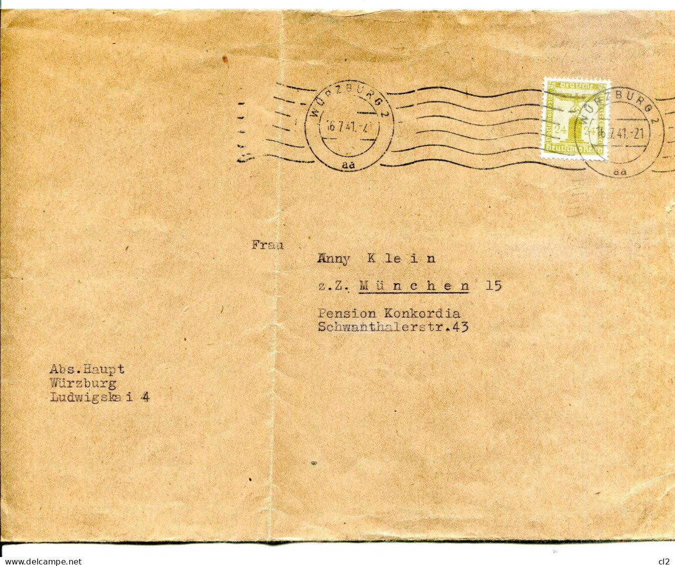 ALLEMAGNE - 16.7.41 - Y&T 113 (Mi 152) Seul Sur Lettre - Dienstmarken