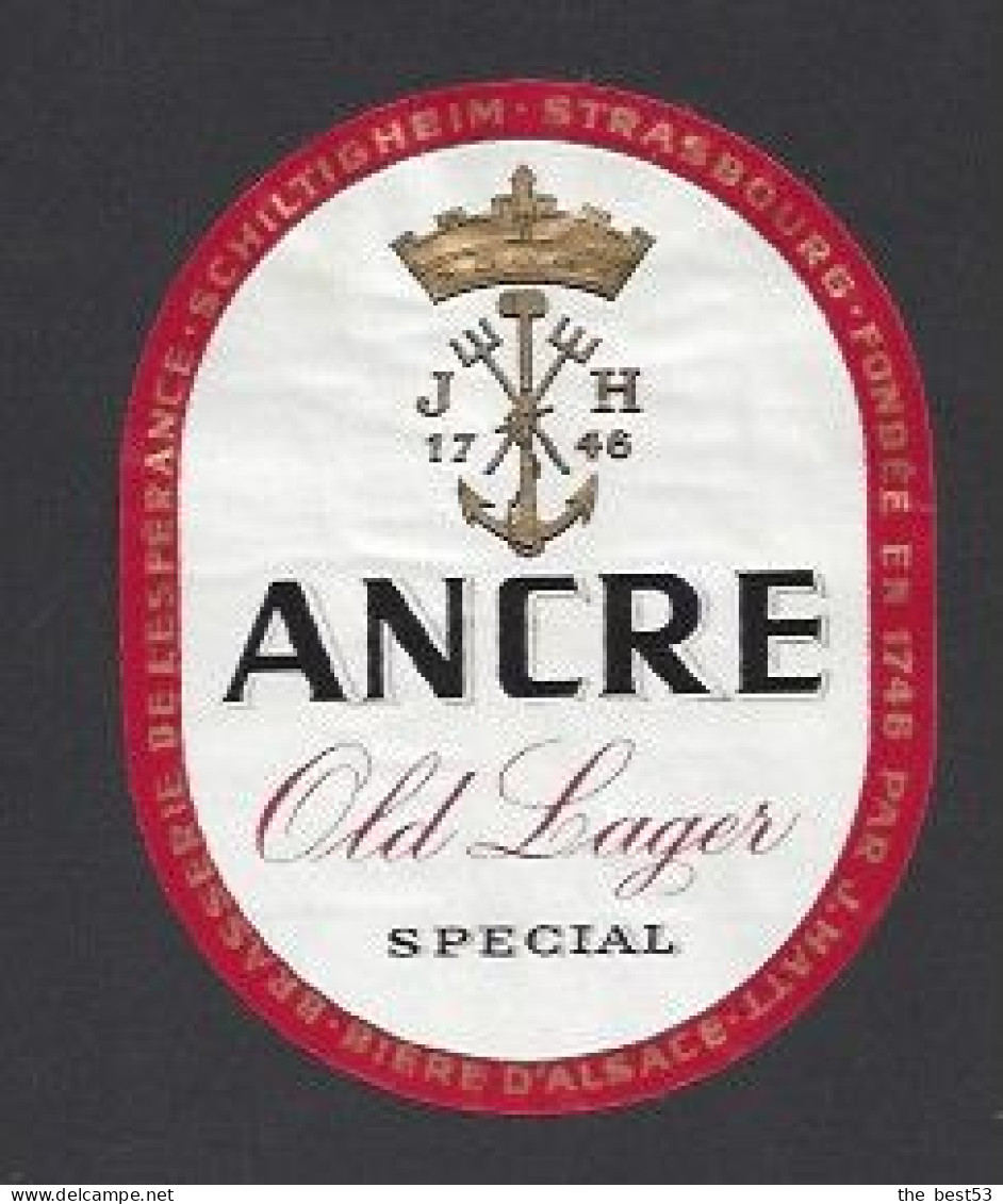 Etiquette De Bière Olde Lager   -  Ancre  -   Brasserie De L'Espérance  à Strasbourg /Schiltigheim  (67) - Beer