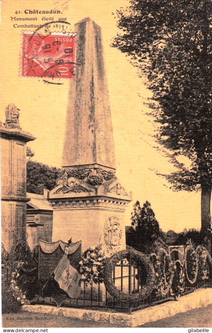 28 - Eure Et Loir -  CHATEAUDUN - Monument Aux Morts Eleve Aux Combattants De 1870 - Carte Toilée - Chateaudun