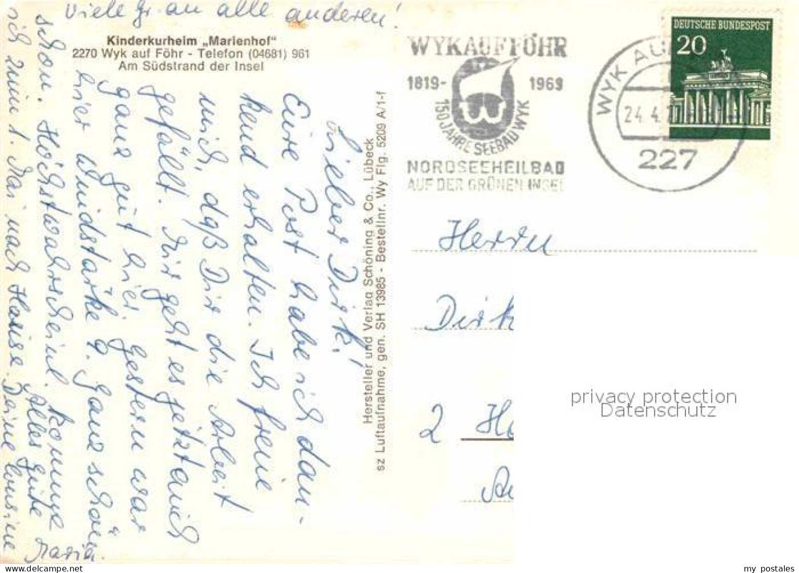 72897493 Wyk Foehr Kinderkurheim Marienhof Fliegeraufnahme Wyk - Other & Unclassified