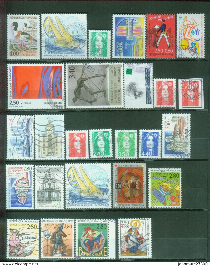 YT N° 2787 89 90 91 92 95 97 98 2804 06 07 11 15 19 20 21 22 25 29 30 31 33 37 41 42 43 2853 Oblitérés 1993 - Used Stamps