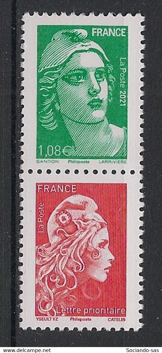 FRANCE - 2021 - N°YT. 5496b - Marianne De Gandon + L'engagée - Neuf Luxe ** / MNH / Postfrisch - Neufs