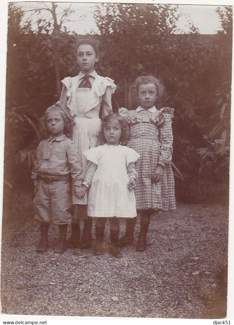 Lot De 4 Ancienne Photographie Amateur / Femme Et Peites Filles - Ancianas (antes De 1900)