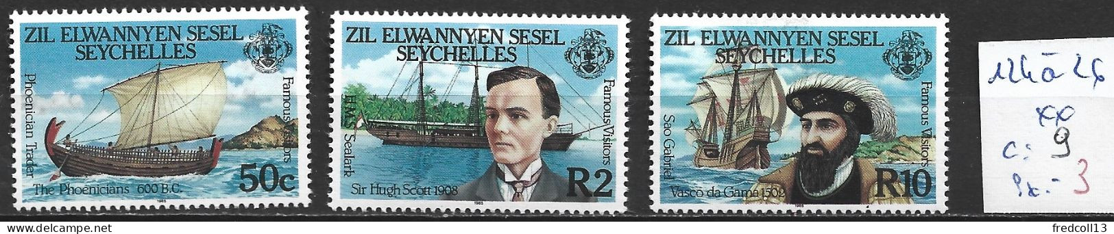 SEYCHELLES ZIL ELOIGNE SESEL 124 à 26 ** Côte 9 € - Seychellen (1976-...)