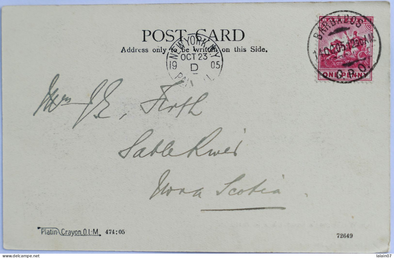 C. P. A. : BARBADOS : Geo Washington's Home In Barbados, Horse Carriage, Stamp In 1905 - Barbados (Barbuda)