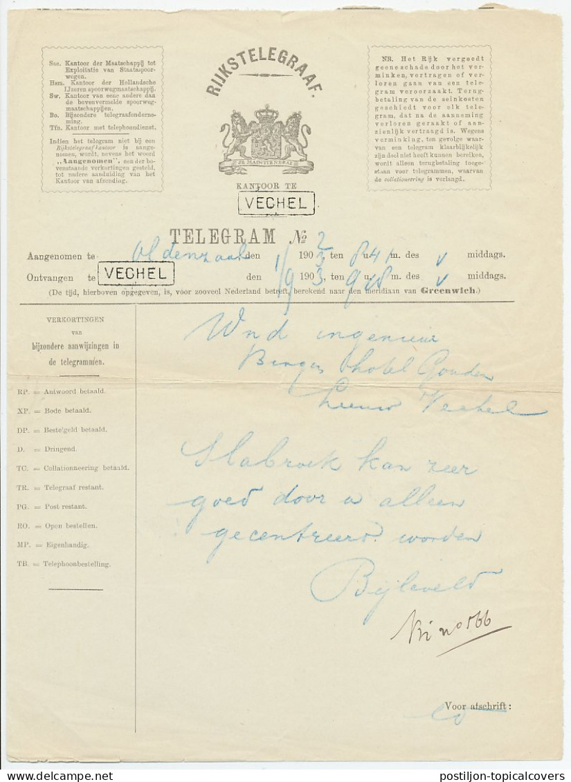 Telegram Oldenzaal - Vechel 1903 - Veghel - Non Classés