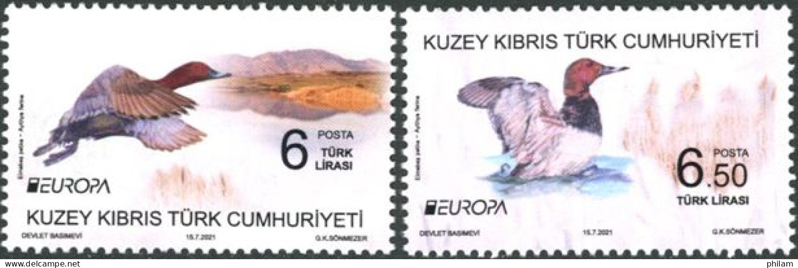 Chypre Turc 2021 - Europa - Faune Menacée - Canards Sauvages - 2 V. - 2021