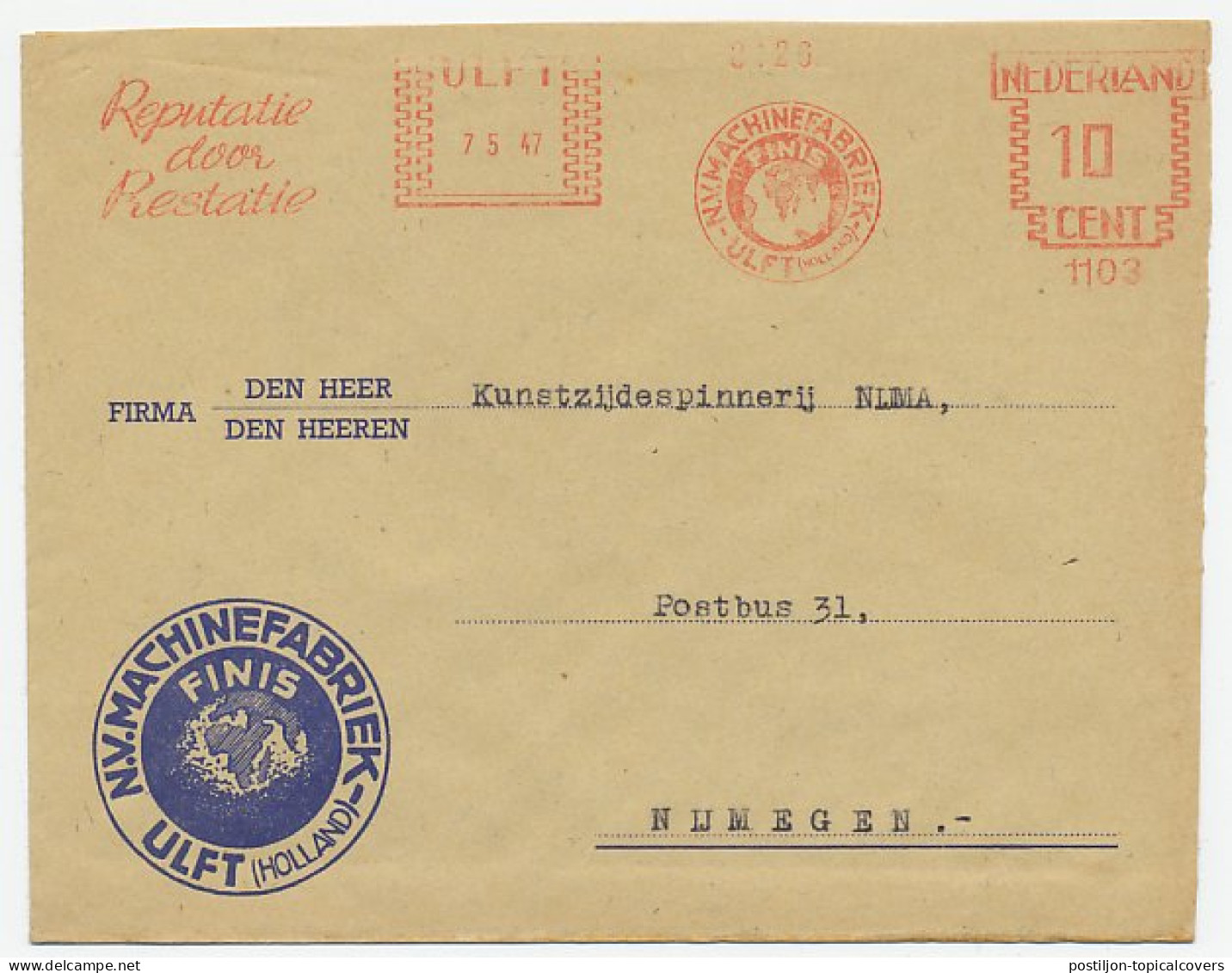 Firma Envelop Ulft 1947 - Machinefabriek / Globe - Non Classés