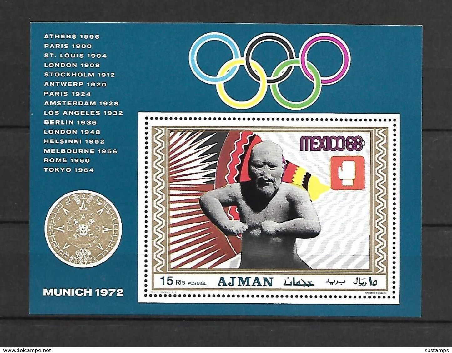 Ajman 1969 Olympic Games MEXICO - Boxers MS MNH - Ajman