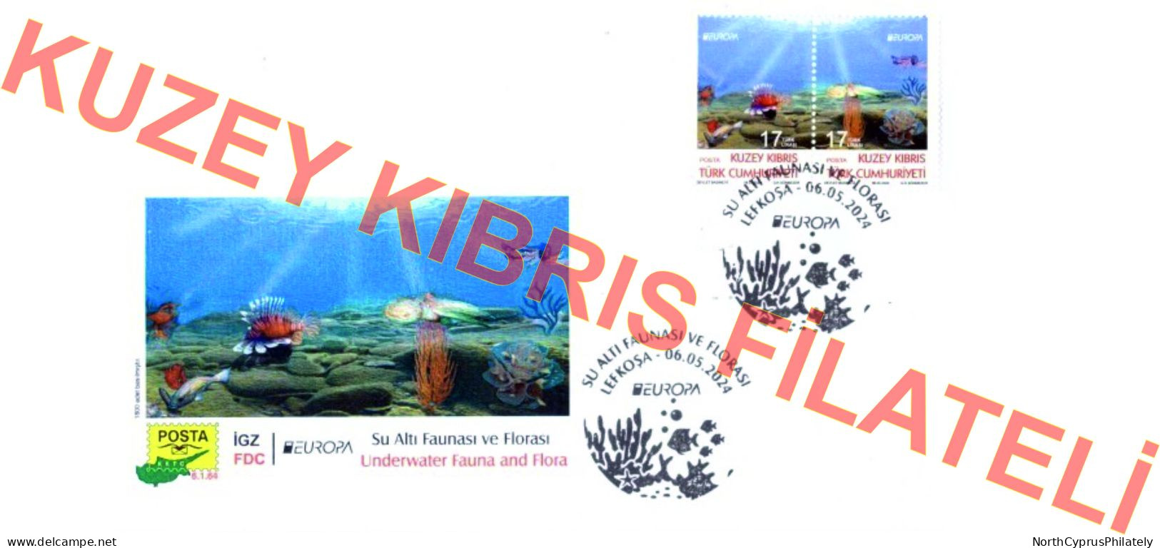 2024 TURKISH CYPRUS ZYPERN " Europa Underwater Fauna Flora Fishes" FDC - Cartas & Documentos