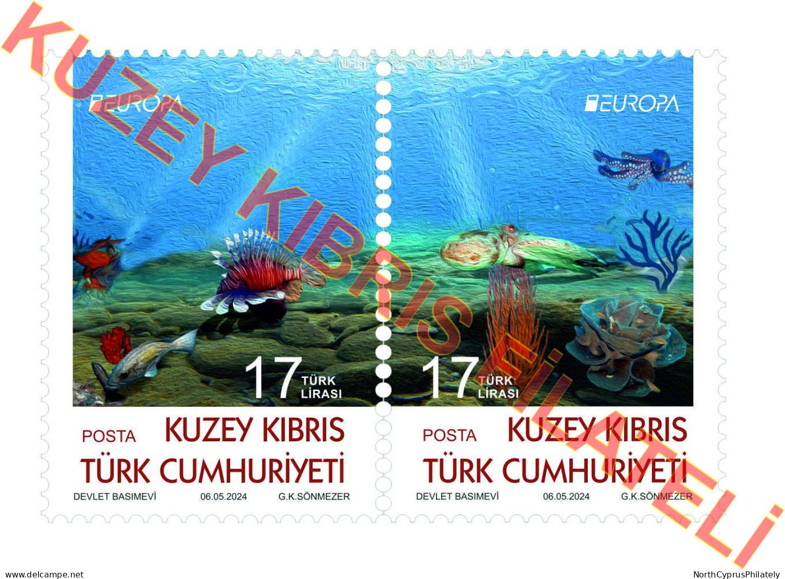 2024 TURKISH CYPRUS ZYPERN " Europa Underwater Fauna Flora Fishes" MNH - Unused Stamps