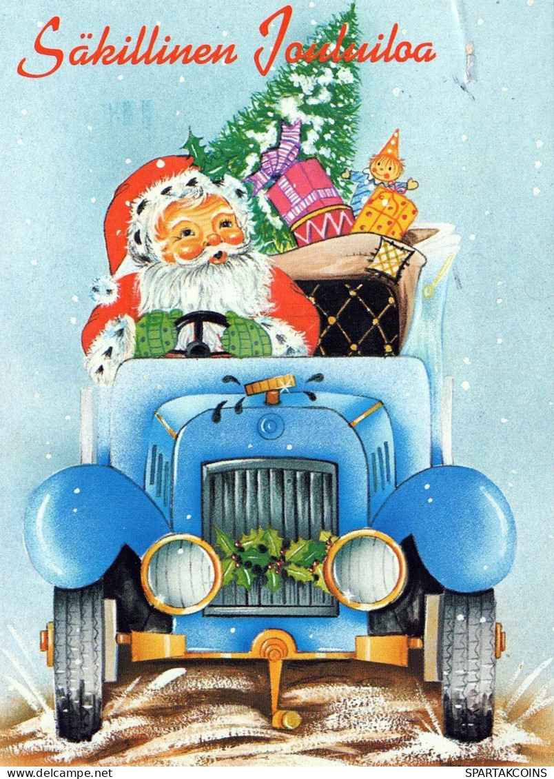 PAPÁ NOEL CAR AUTO NAVIDAD Fiesta Vintage Tarjeta Postal CPSM #PAK007.ES - Santa Claus