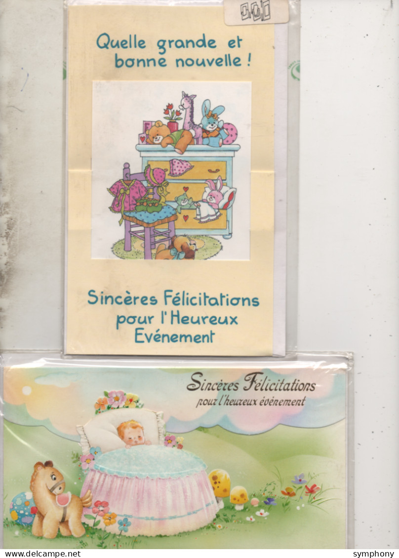 2 Cartes Sous Blister - Sinceres Felicitations -  Heureux Evenement - à Systeme - - Birth & Baptism