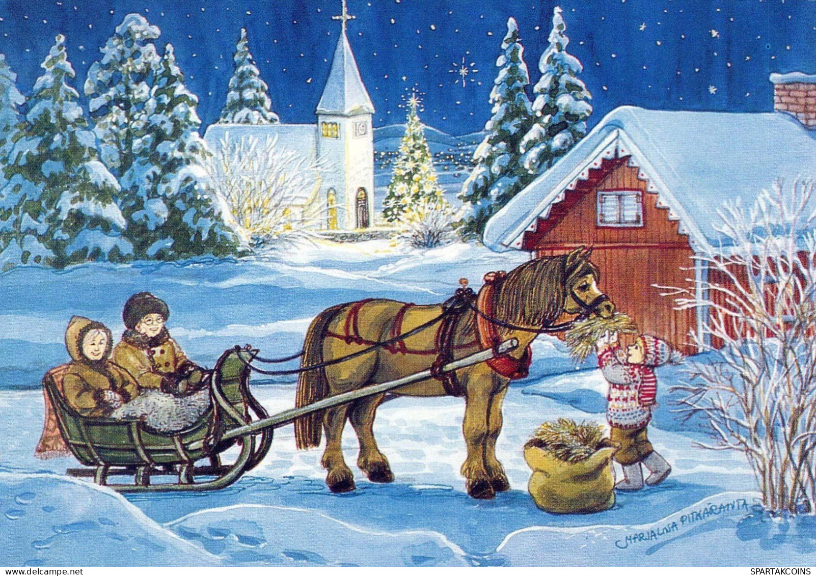 Buon Anno Natale CAVALLO Vintage Cartolina CPSM #PAW864.IT - Neujahr