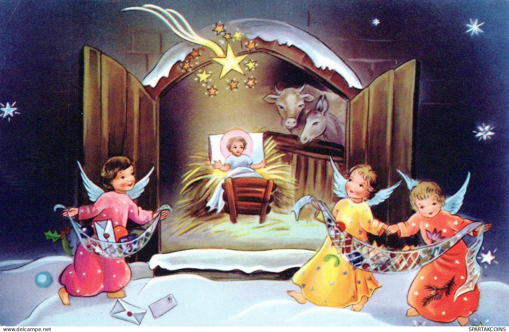 ANGELO Buon Anno Natale Vintage Cartolina CPSMPF #PAG750.IT - Angels