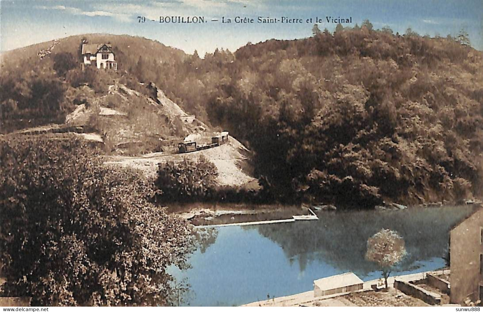 Bouillon - La Crête Saint-Pierre Et Le Vicinal (colorisée Phototypie E. Isabel) - Bouillon