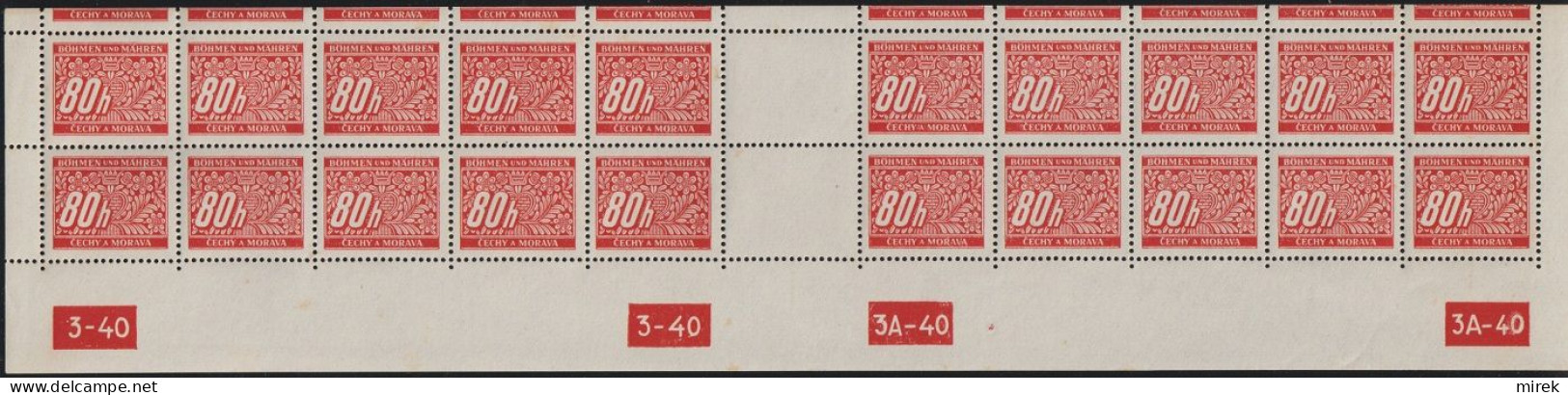 083/ Pof. DL 8, Cut Horizontal Interarchs Strip, Plate Numbers 3-3A-40 - Unused Stamps