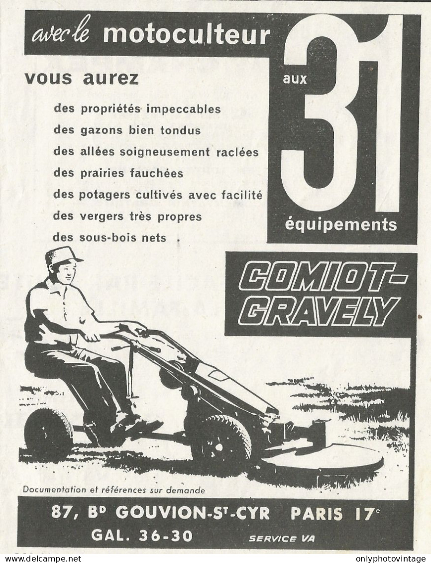 Motocoltivatore Comiot-Gravely - Pubblicità 1962 - Advertising - Publicités