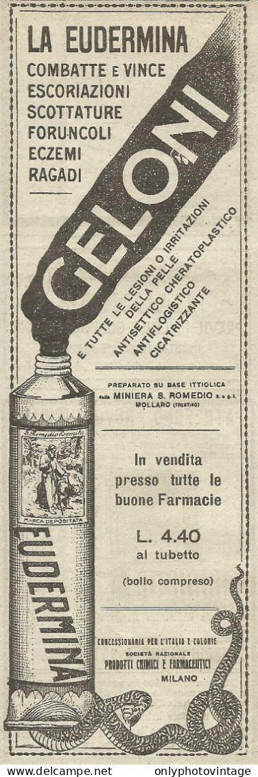 La Eudermina Combatte I Foruncoli - Pubblicità 1924 - Advertising - Publicités