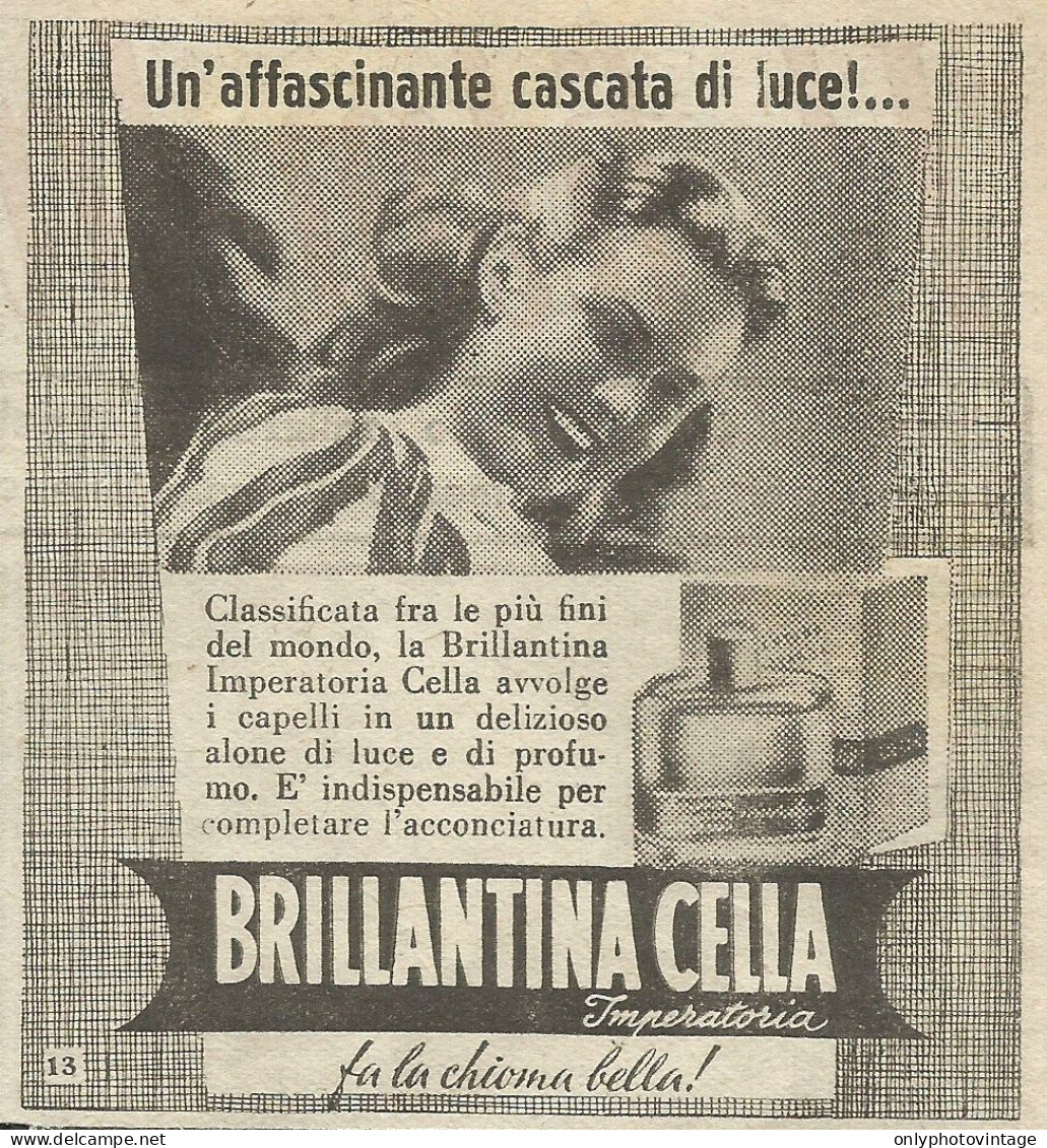 Brillantina Cella Imperatrice - Pubblicità 1949 - Advertising - Advertising