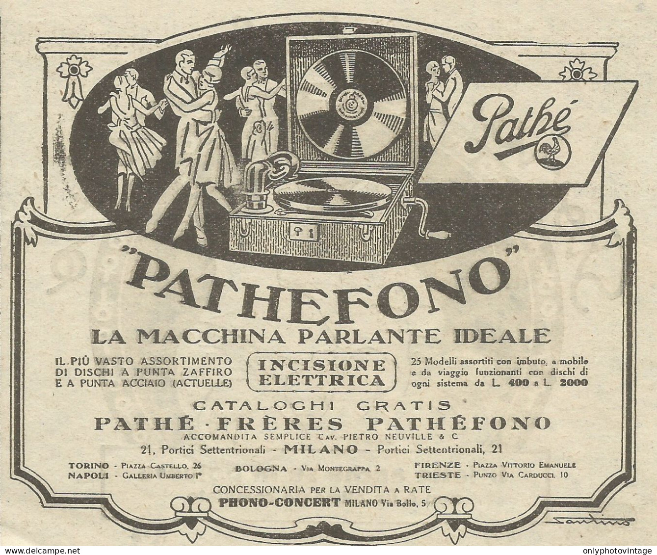 Pathefono La Macchina Parlante Ideale Pathè - Pubblicità 1928 - Advertis. - Reclame