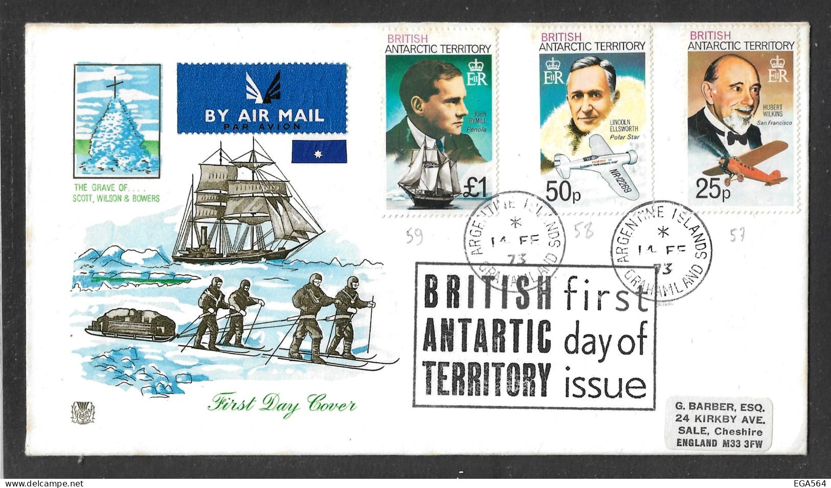 91-Y&T 45/59 British Antarctic Territory Série Complète Sur 4 FDC Illustrées Du 14.2.1973 Explorateurs Polaires.4 Scans. - Brieven En Documenten