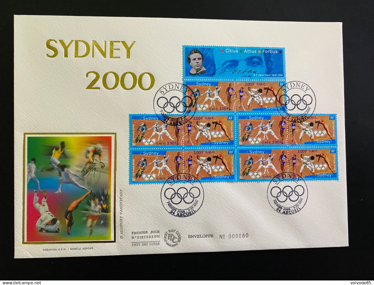 Enveloppe 1er Jour GF Soie "Sydney 2000 - Jeux Olympiques" - 09/09/2000 - BF31A - 3340/3341 - 2000-2009