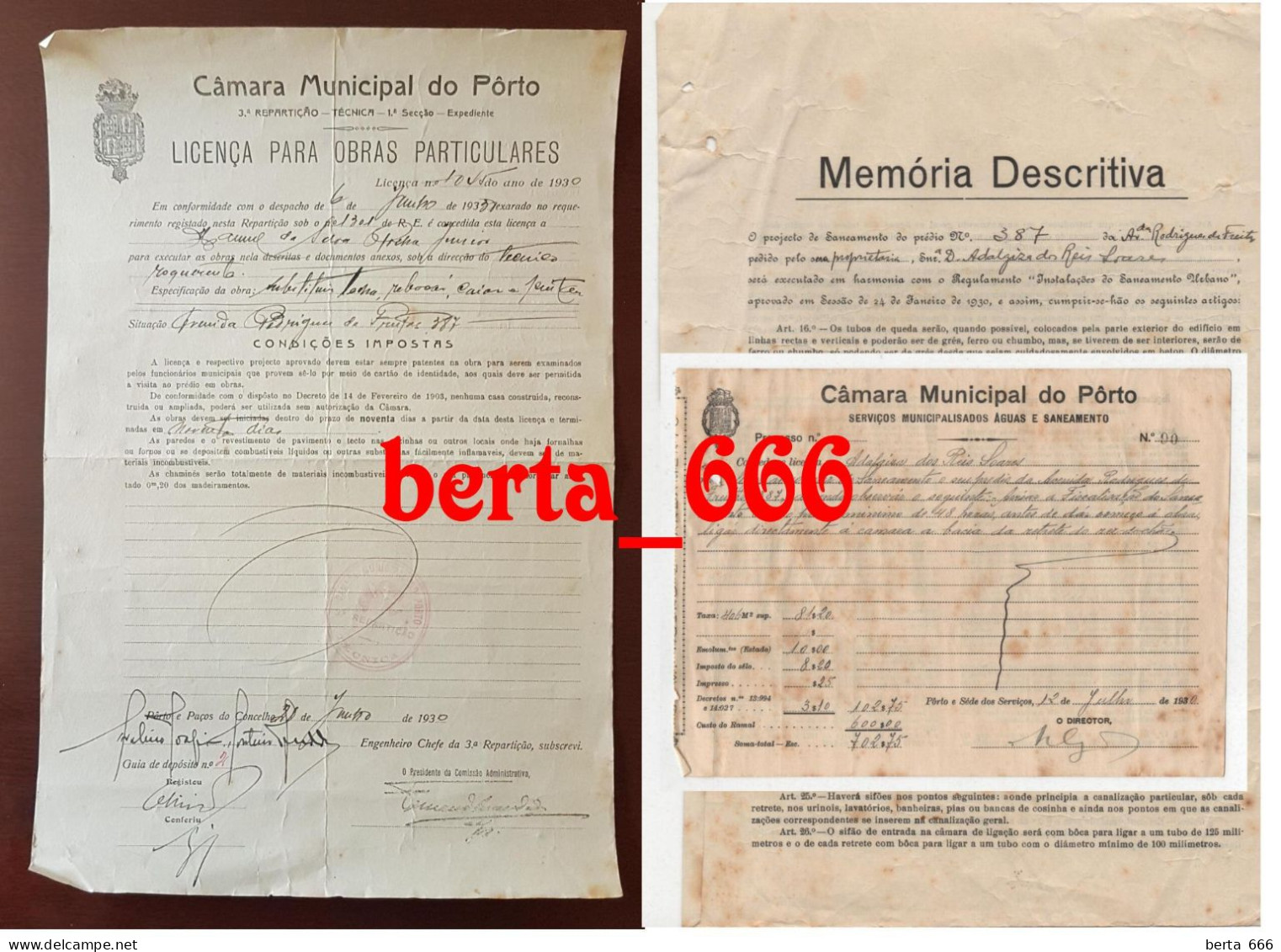Câmara Municipal Do Porto * Licença Para Obras Particulares * Memória Descritiva * 3 Documentos * 1930 - Historical Documents