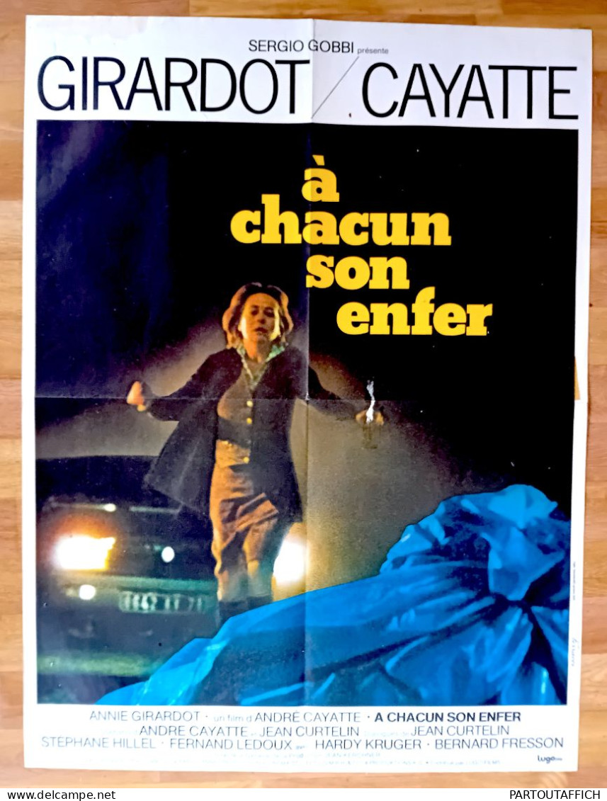 Affiche Ciné Orig  CHACUN SON ENFER Annie GIRARDOT Andre CAYATTE 60X80 1977 H.KRUGER - Posters