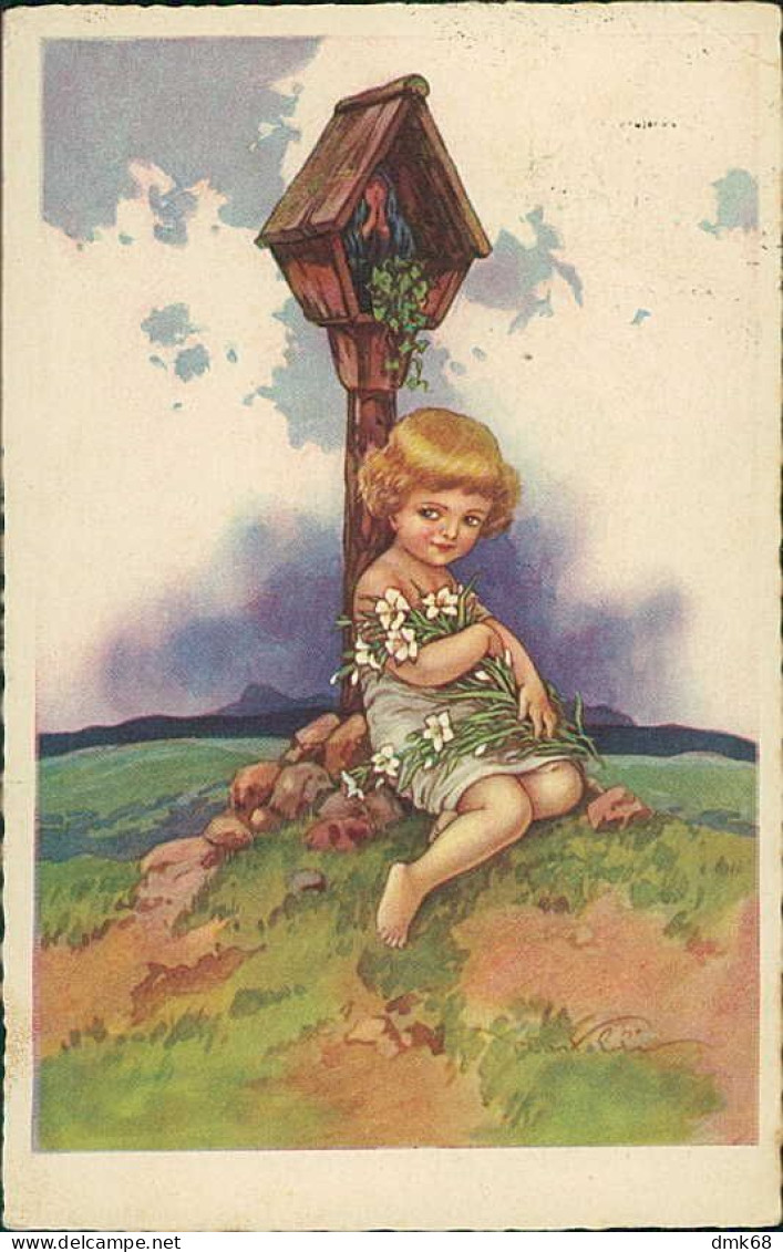 CASTELLI SIGNED 1920s POSTCARD - GIRL & FLOWERS - EDIT DEGAMI 1021 (5733) - Castelli