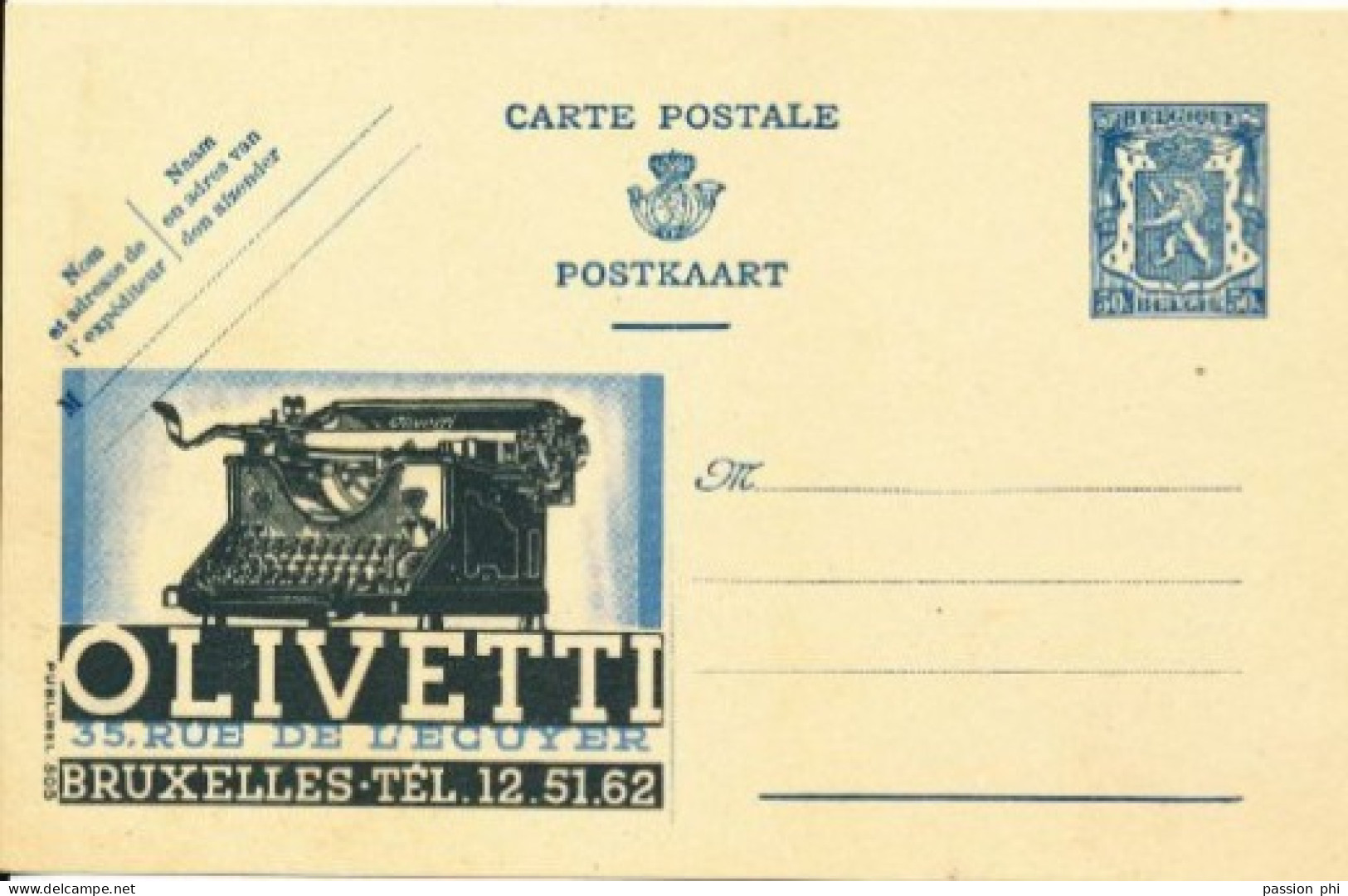 BELGIUM PPS 50C BLUE "SCEAU D'ETAT" SBEP PUBLIBEL 505  OLIVETTI UNUSED - Publibels