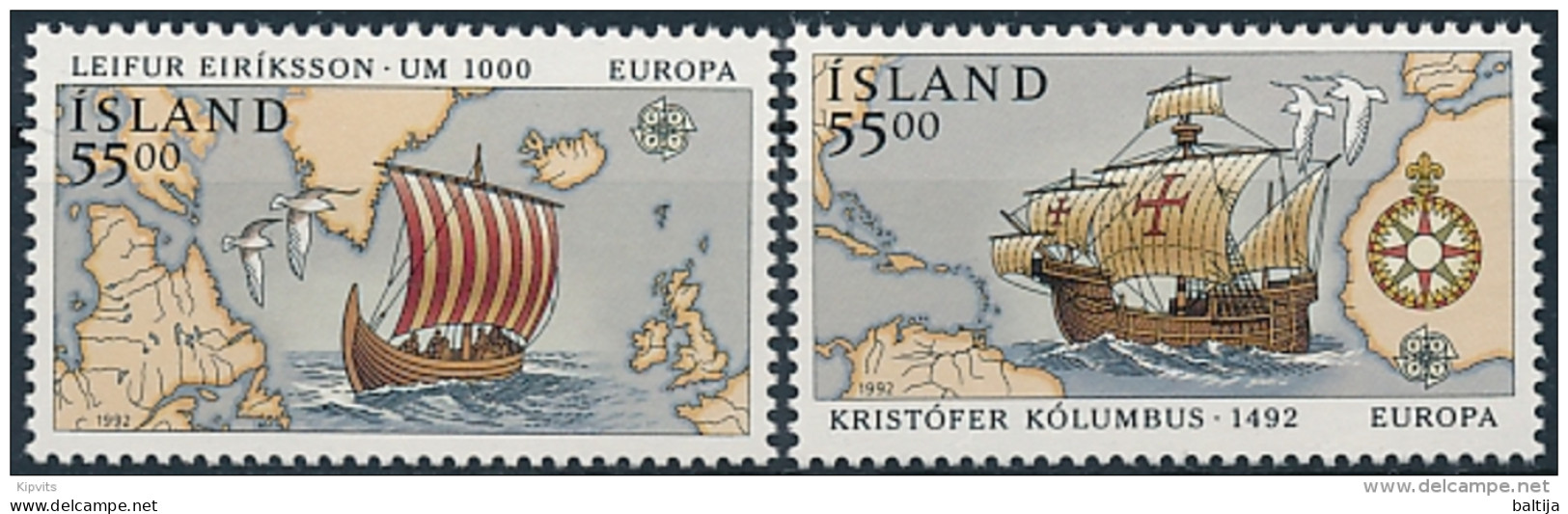 Mi 762-63  ** MNH CEPT Europa Discovery Of America 500th Anniversary Columbus Vikings - Neufs