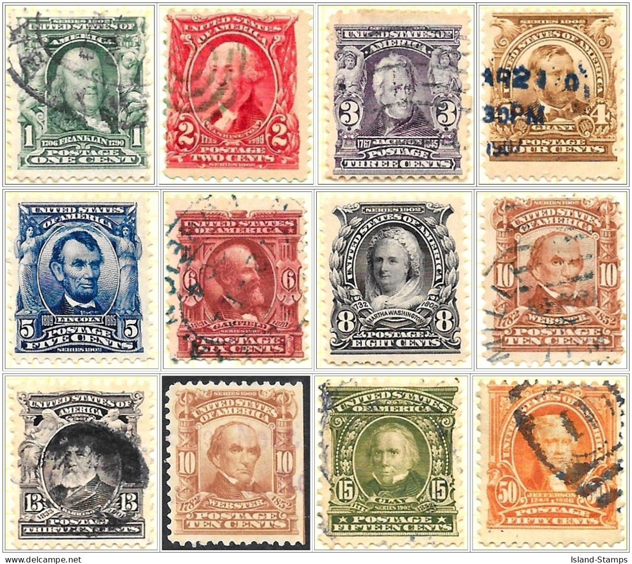 USA 1902 " Presidents & Statesmen Upto 50 Cents Used V1 - Used Stamps