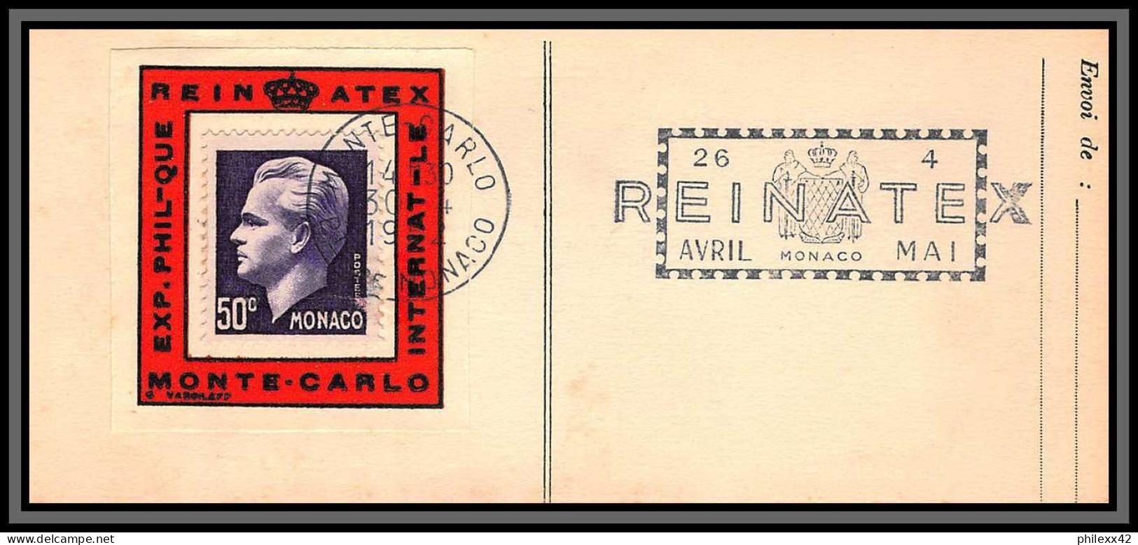 74926 (2) REINATEX 1952 joli lot collection vignette porte timbre stamp holder lettre cover Monaco france italia